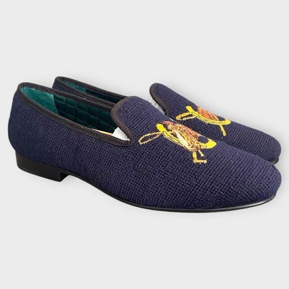 Polo Ralph Lauren Paxton Equestrian Needlepoint Slipper Loafer Mens size 12 New - Picture 1 of 12